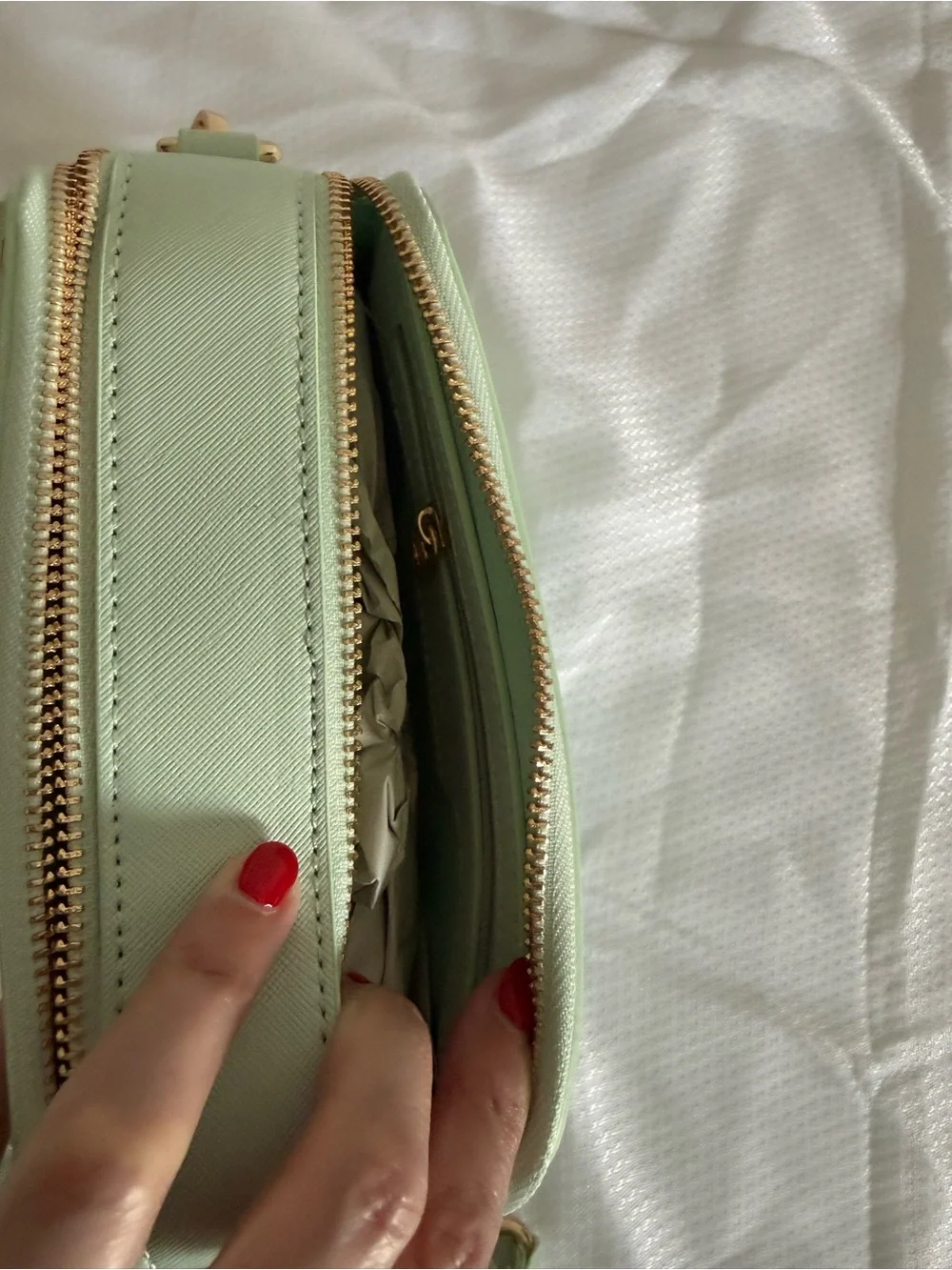 Valentino Orlandi V-3003 Mint Green Studded Camera Crossbody Bag